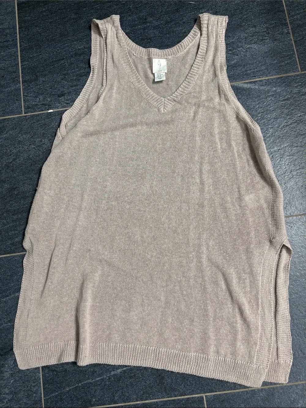 Joie Beige V-Neck Sleeveless Knit Sweater/tank